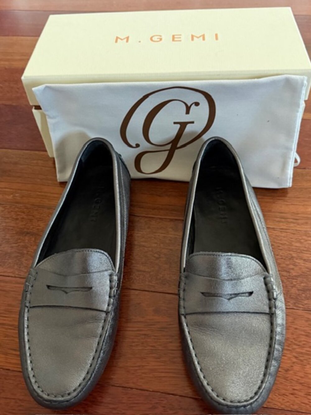 M.GEMI Gunmetal Metallic Pastoso Driving Loafers Size 9.5/40.5